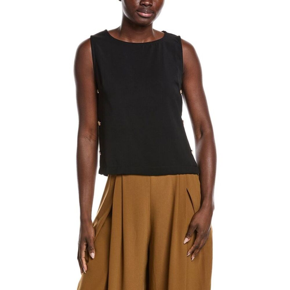 Gracia Womens  Side Button Design Top, Black